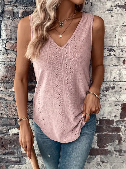 Eyelet Solid Tank Top